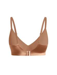 Ocili Women's Seamless Wireless Deep V-Neck Push-Up Jelly Soft Support Bra, Comfortable Side-Boob Coverage, Minimalist Everyday Bra With Molded Cups, 1pc - Coffee Brown - View 9