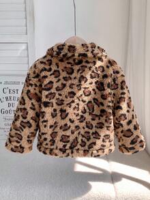 SHEIN 女嬰秋冬可愛百搭拼色保暖內裡人造毛皮外套 - 彩色 - 查看 2
