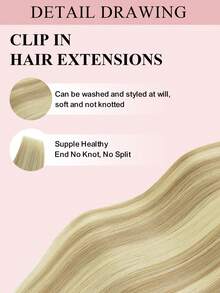 Clip In Hair Extensions Real Human Hair, Remy Human Hair Extensions Clip Ins For Women, Natural Human Hair, 70-120g 7Pcs - S18/613 - View 6