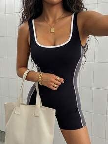 StreetHx Seamless High Elasticity Fitness Yoga Jumpsuit Black Fashion Sports One-Piece - Black - View 2