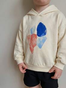 THE HAPPY LOOK Young Girl Geometric Pattern Beige Oversized Sweatshirt, Basic Casual Style - Apricot - View 1