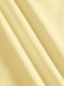 Tseoso 休閒極簡奶油黃 95%棉亨利領短袖女款T恤，適合春夏秋季 - 黃色 - 查看 8