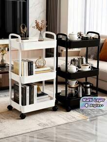 1pc Rolling Bathroom Storage Rack, Multi-Layer Mobile Snack Storage Shelf, Floor To Ceiling, Suitable For Kitchen And Bathroom, Perfect For Holiday Parties, Back To School, Thanksgiving, Valentine's Day And More - Multicolor - View 2