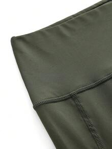 SHEIN Cheerettes 女款大尺碼綠色3件式運動套裝，柔軟彈性拉鍊連帽外套、運動內衣、防透深蹲緊身褲，收腹塑形，適合健身房與瑜伽 - 綠色 - 查看 9
