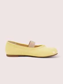 CUCCOO DOLLMOD Women's Ballet Flat Split Toe Tabi Elastic Strap Slip On Solid Color Casual Daily Yellow - lemon yellow - View 5