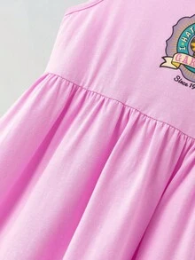 Maija Kids GARFIELD | SHEIN Maija Kids 少女圆领卡通图案无袖连衣裙 - 彩色 - 查看 5