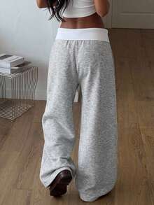 SHEIN 青少年女孩拼色休閒日常穿著運動長褲 - 彩色 - 查看 2