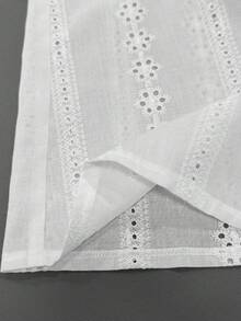 Louniche 女款優雅刺繡鏤空紋理提花休閒通勤襯衫，春/秋季 - 白色 - 查看 9