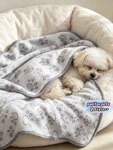 1PC Big Dog Blanket Washable Pet Bed Throw Soft Fleece Grey Pawprint Sofa Protector For Puppy Adult Small Large Dogs - Grey - View 1