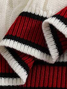 SHEIN Striped Crew Neck Sweater Boy Loose Casual Sweater Teen Boy Autumn Fall - White - View 8