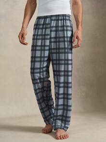 EverLounge Men's Plaid Casual Daily Home Wear Long Pants - Light Grey - View 3