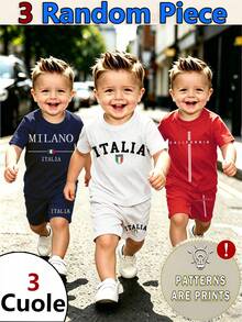 3 Random Piece From 5 Designs Tops Minimalist Business Elegant Handsome Outfit , Summer Outing Choice, Minimalist Letter Print Pattern Red T-Shirt - White - View 4