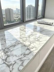 1 Buah Pelindung Permukaan Meja Dapur Anti Sentuh Motif Marmer Perekat Diri, Penutup Meja Kabinet, Film Tempel dan Lepas untuk Dekorasi Rumah, Renovasi Dapur, Aksesoris Dekorasi Dapur - Bunga putih besar - View 4
