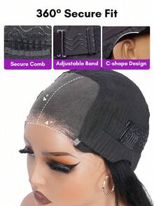 ALL READY WIG 层次剪裁丝滑直发蕾丝假发，带轻盈刘海，100%真人Remy发丝，4x4预剪蕾丝，无需胶水即可佩戴，蕾丝框架层次和法式刘海，180%密度，三合一，适合初学者，女士无胶真人发假发 - S1B/27# - 查看 8