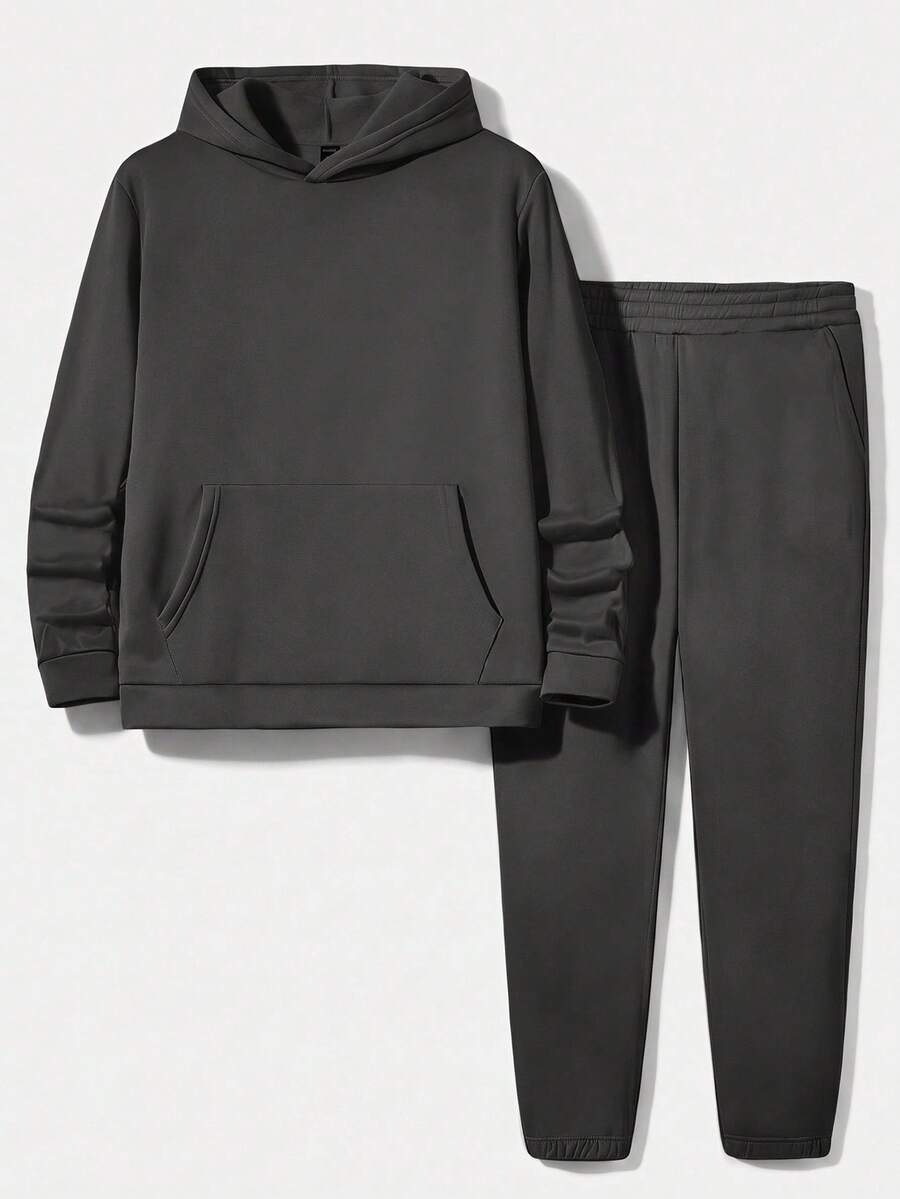NORVETH Men's Hoodie Long Sleeve Sweatshirt And Sweatpants Set - Dark Grey - View 1