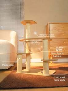 1PC Multi Tier Compact Cat Tree Tower With Space Capsule Cat Condo Scratching Posts Jump Platforms Sisal Wrapped Stable Durable Indoor Cat Activity Furniture Play House For Small Medium Cats - Multicolor - View 4