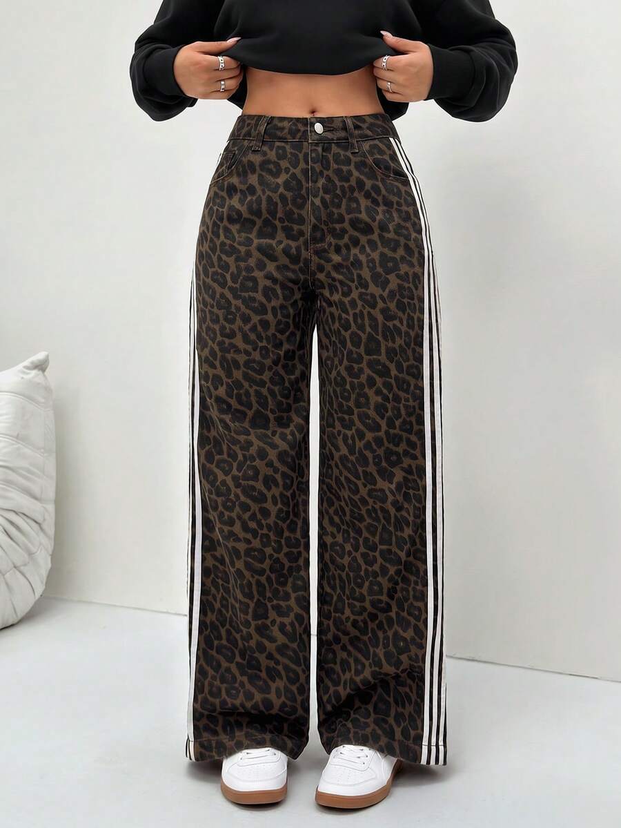 Flexra Women's Dark Brown Color Block Jeans School Teacher Summer Casual - Mocha Brown - View 1
