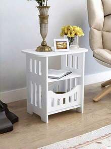 1pc Single‑Tier/Double Layer Space-Saving Minimalist Nordic Style White Mini Square Coffee Table Nightstand Side Table For Small Apartment Living Room Bedroom Home Furniture - Multicolor - View 6