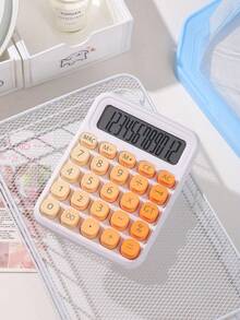 1pc Dopamine Rainbow Candy Print Calculator, 12-Digit Large Display, Cute Gradient Color Retro Design Student & Office Cashier Use,School Supplies,Back To School - Single Piece - View 15