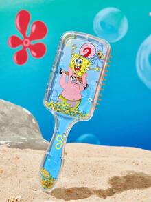 SpongeBob SquarePants | SHEIN 海洋卡通印花氣墊髮梳，含漂浮亮片，溫和齒梳，按摩頭皮，便攜式日常造型用 - 彩色 - 查看 2