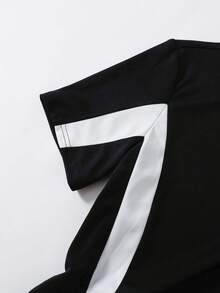 SHEIN 青少年男孩幾何印花短袖T恤與短褲休閒套裝 - 彩色 - 查看 3