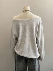 SHEIN EZwear 女款休閒露肩寬鬆衛衣，虎紋印花，女款秋冬服飾，Y2K服飾，街頭風，街頭風格，適合日常通勤、約會、派對、秋冬、夏季、派對、婚禮、海灘、畢業典禮、優雅、休閒、外出、Y2K、音樂節穿搭、度假服飾、返校服飾 - 彩色 - 查看 5