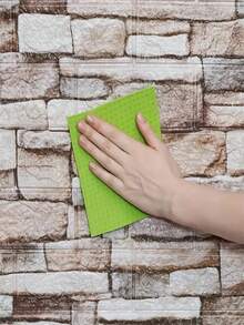 1Roll Ceramic Tile Sticker Easy Apply Peel Off Freely Cuttable For Kitchen Living Room Bathroom Hallway Fashionable Home Wall Decor Room Sticker Wallpaper - Brick yellow - View 3