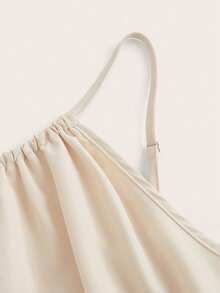 EMERY ROSE Mono casual de mujer de unicolor con bolsillo, cuello halter y pliegues - Albaricoque - Ver 5