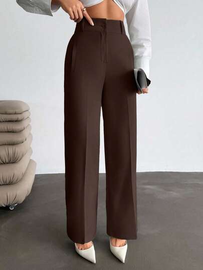 Wovencharm Wovencharm Women Pocket Detailed Long High Waist Elegant Woven Pants
