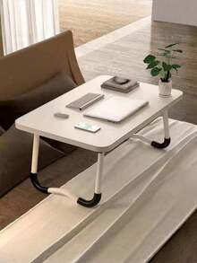 1 Piece Bed Desk Laptop Table Portable Foldable Small Writing Table For Students Dormitory Home Use With Cup Holder And Anti Slip Design - White - View 2