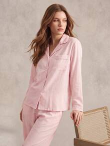 EverLounge Women's Long Sleeve Long Pants 2 Pieces Pajama Set - Multicolor - View 3