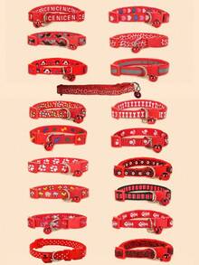 5pcs Cute Cartoon Dog & Cat Collars With Bell - Random Pattern Pet Collars For Small Medium Pets, Adjustable Decorative Kitten Puppy Collar Set, Funny Durable Nylon Collars For Cats Dogs, Gift For Pet Lovers - Multicolor - View 7