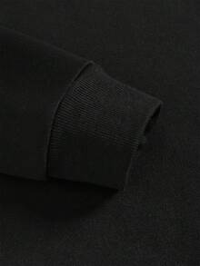 ROMWE MEN Goth 男士時尚天使圖案印花拉鍊連帽外套 - 黑色 - 查看 5