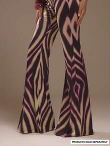 MUSERA Multi Colour Zebra Printed Slinky Flared Low Rise Pants Summer Holiday Ibiza Festival Zarina Autumn Fall Winter - Multicolor - View 1