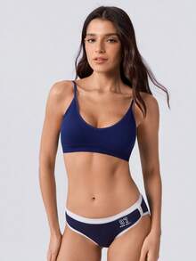Loungeista 4pcs/Set Seamless Ribbed Wireless Casual Bras For Women - Multicolor - View 5