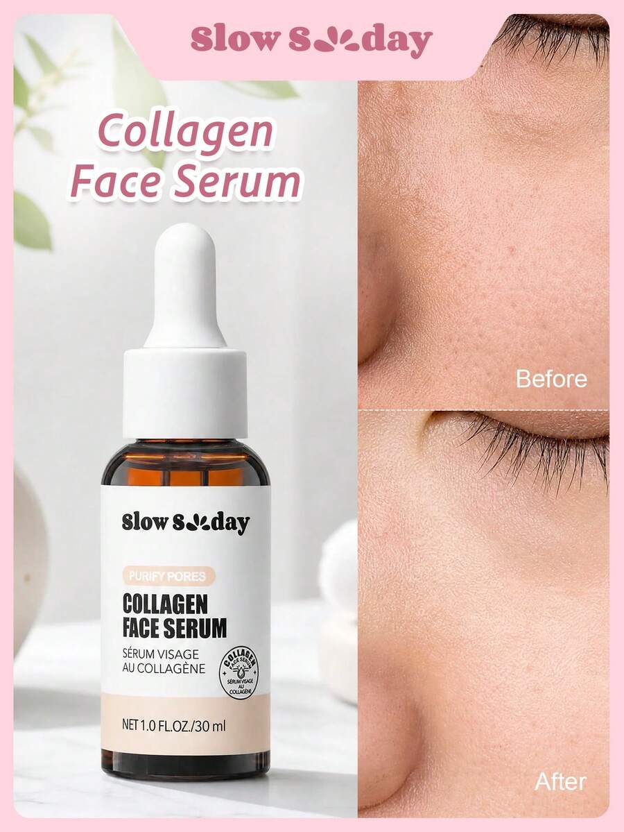 Slow Sunday Collagen Face Serum, Facial Exfoliation, Smooth Skin, Pore Minimizing, Minimizing Smooth & Blur Primer, Suitable For Summer & Autumn, Y2K, Back To School - Clear - View 1