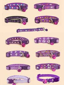 5pcs Cute Cartoon Dog & Cat Collars With Bell - Random Pattern Pet Collars For Small Medium Pets, Adjustable Decorative Kitten Puppy Collar Set, Funny Durable Nylon Collars For Cats Dogs, Gift For Pet Lovers - Multicolor - View 8