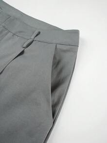 Allurite Chiquease 春季休闲高腰纯色直筒裤，配复古腰带，职场女性，复古，都市舒适，基本款 AU，特殊场合，复古时尚，极简主义风格，极简主义 AU，裤裙，酷穿系列，街头风格，畅销女式阔腿裤高腰裤灰色裤子女式正装裤女式长裤 - 深灰色 - 查看 7