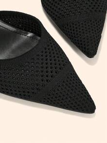 CUCCOO BASICS Sepatu hak tinggi wanita berwarna hitam dengan ujung runcing, terbuat dari kain yang nyaman, cocok untuk gaya perjalanan ke kantor. - Hitam - View 4