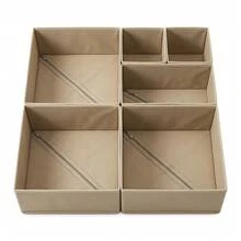 3件/6件/12件組 可折疊布製收納箱 抽屜分隔收納盒 用於衣物、襪子、內衣，居家臥室裝飾 - 卡其色 - 查看 4