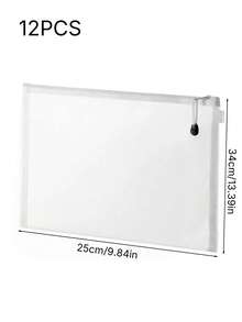 Set Of 12 High-Capacity Mesh Zipper Bags In Three Sizes-Suitable For Office Documents, Transparent Storage, Pencil Cases, Puzzle Storage, And Portable Travel Organization; Also Makes A Great Graduation Gift. - Sets - View 9