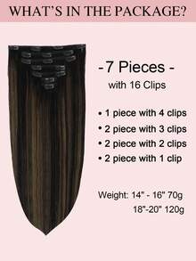 Clip In Hair Extensions Real Human Hair, Remy Human Hair Extensions Clip Ins For Women, Natural Human Hair, 70-120g 7Pcs - S1B/6/1B - View 4