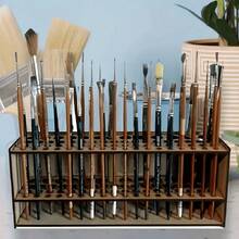 Wooden Brush Storage Rack Suitable For Drawings, Wooden Paint, Pencils, Organizer's Office, Study Supplies Storage Rack, Detachable - log color - View 2