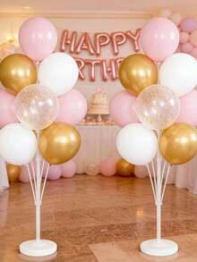 1/2 Buah Set Tiang Penyangga Balon Berdiri Bebas, Penahan Kokoh untuk Banyak Balon, Pernikahan, Ulang Tahun, Wisuda, Pesta, Perjamuan, Liburan, Acara, Dekorasi Rumah - Satu ukuran cocok untuk semua. - View 4