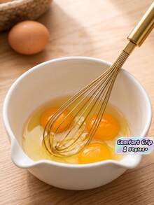 1pc Stainless Steel Egg Mixer, Suitable For Small Kitchen Tools, Used To Mix Egg Liquid And Whipped Cream, Suitable For Making Cakes, Mixing Baking And Cooking, Suitable For Beating Eggs, Cream, Suitable For Parties, Daily Home Cooking, Kitchen Use. - Gold - View 1