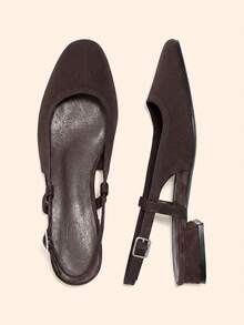 CUCCOO BASICS Women's Shoes Spring And Summer Simple Classic Woven Material Round Toe Short Heel Shoes Suitable For Commuting Dating Parties Parties - Brown - View 5