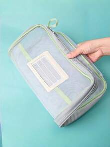 A4 Double-Layer Nylon Mesh Sorting Bags, Large Capacity Thickened L-Shaped Document Bags, Suitable For Students - Portable Backpack With Zipper And Handle, Can Be Used For Classroom Subject Classification And Homework Storage, School Supplies - A - View 5