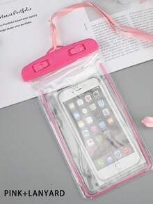 1pc Luminous Fluorescent Waterproof Phone Pouch, Touchscreen & Face Unlock Supported, Transparent Waterproof Phone Case For Swimming & Drifting, Sealed Phone Cover, Beach Essential, Beach Accessory, Pool Float - Pink - View 10