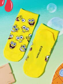 SpongeBob SquarePants | SHEIN 2 Pairs, Comfortable And Cute Cartoon Pattern Socks - color - View 6