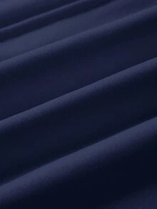 SHEIN BASICS Chaqueta holgada de punto de unicolor con cuello alto y manga larga para mujer en otoño/invierno - Azul Marino - Ver 13
